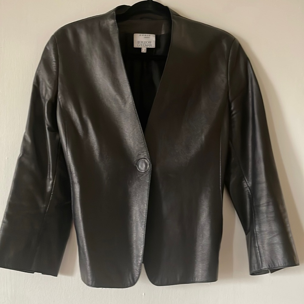 Akris Punto cinch waist lambskin leather jacket